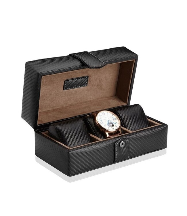 Modalo  Uhrenbox Gallante für 3 Uhren Carbon
