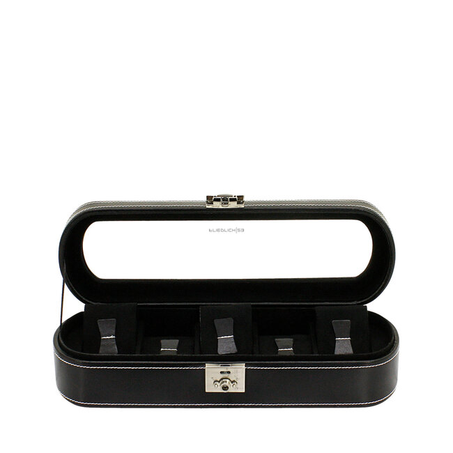 Friedrich  Uhrenkoffer London für 5 oder 10 Uhren mit Glasdeckel aus Leder