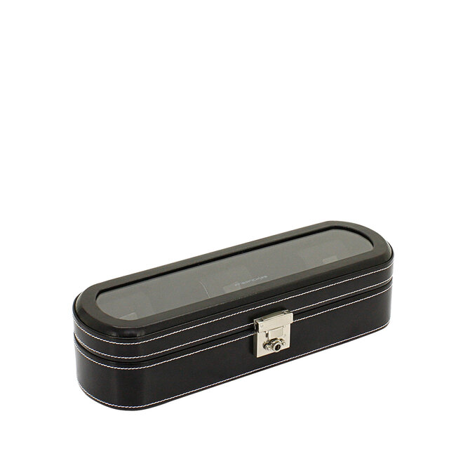 Friedrich  Uhrenkoffer London für 5 oder 10 Uhren mit Glasdeckel aus Leder