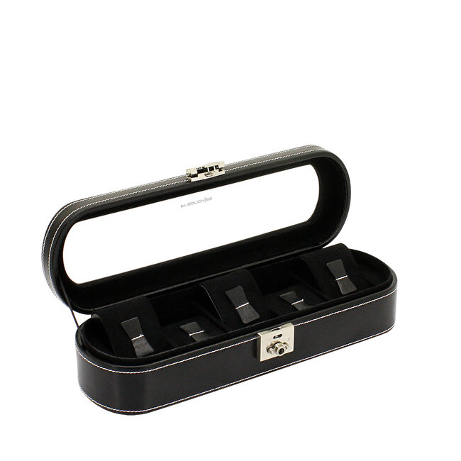 Friedrich  Uhrenkoffer London für 5 oder 10 Uhren mit Glasdeckel aus Leder