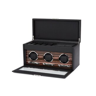 WOLF 1834 Wolf Uhrenbeweger Roadster Triple Watch Winder mit zusätzlichem Schmuckfach & Reise-Etui