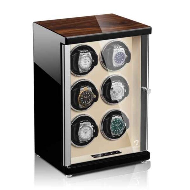 Modalo  AMBIENTE Uhrenbeweger 6 Uhren hochkant schwarz beige