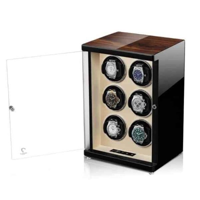 Modalo  AMBIENTE Uhrenbeweger 6 Uhren hochkant schwarz beige