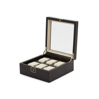 WOLF 1834 Echtleder Uhrenbox Palermo für 6 Uhren - Black