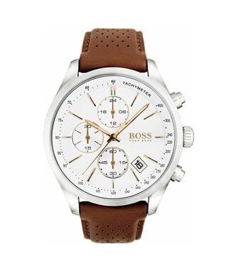 Hugo Boss  Grand Prix 1513475 Herrenuhr Chronograph Weiss Leder