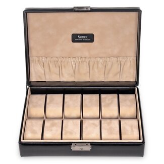 Uhrenetui für 12 Uhren new classic / schwarz (Leder)