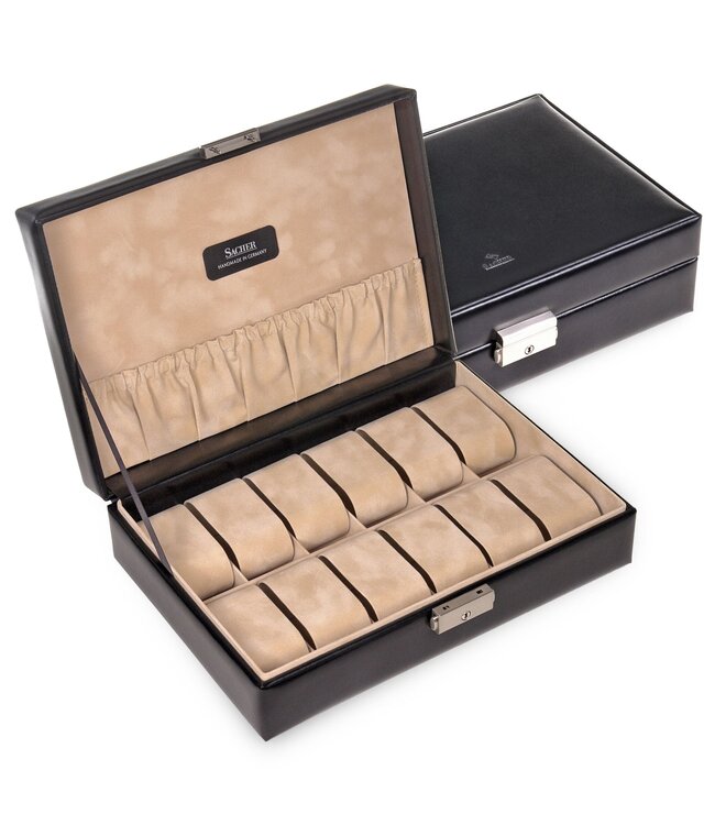 Sacher Uhrenetui für 12 Uhren new classic / schwarz (Leder)