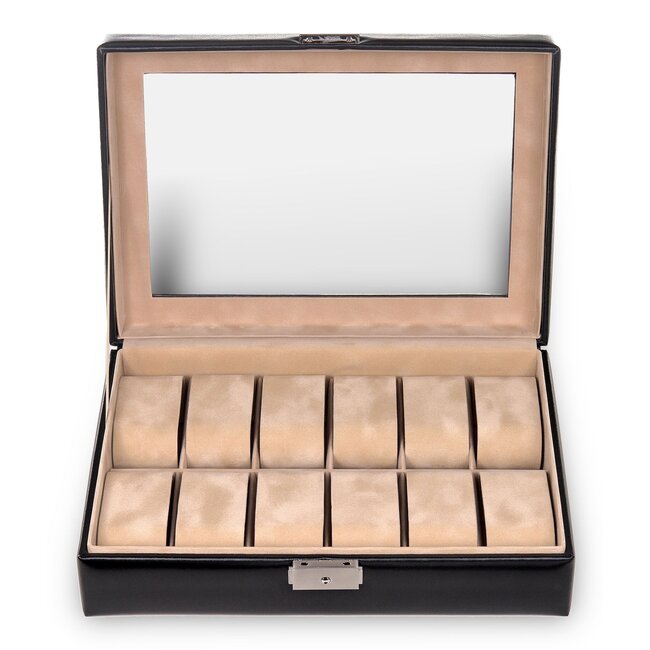 Sacher Uhrenetui für 12 Uhren new classic / schwarz (Leder)