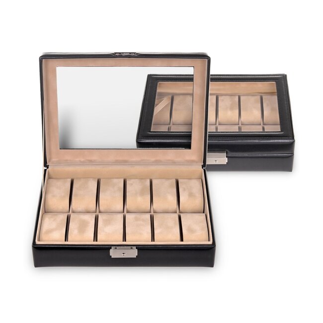 Uhrenetui für 12 Uhren new classic / schwarz (Leder)