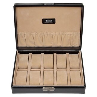 Uhrenetui für 10 Uhren new classic / schwarz (Leder)