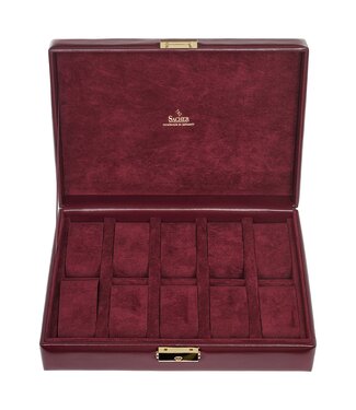 Sacher Uhrenetui für 10 Uhren acuro / bordeaux (Leder)
