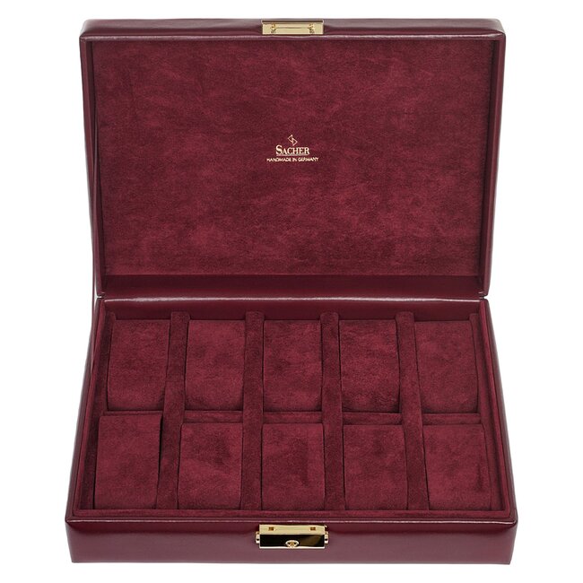 Sacher Uhrenetui für 10 Uhren acuro / bordeaux (Leder)