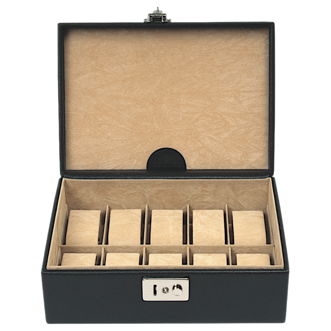 Windrose Uhrenkoffer Beluga / schwarz (Leder)