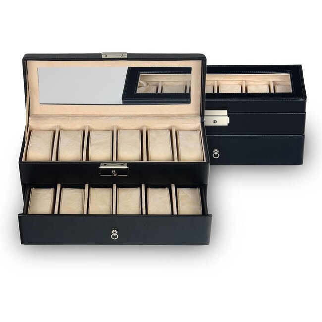Sacher  Uhrenetui für 12 Uhren standard / schwarz