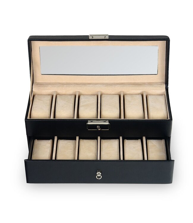 Sacher  Uhrenetui für 12 Uhren standard / schwarz
