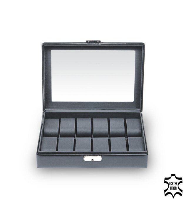 Sacher  Uhrenetui für 12 Uhren black exclusive / schwarz (Leder)