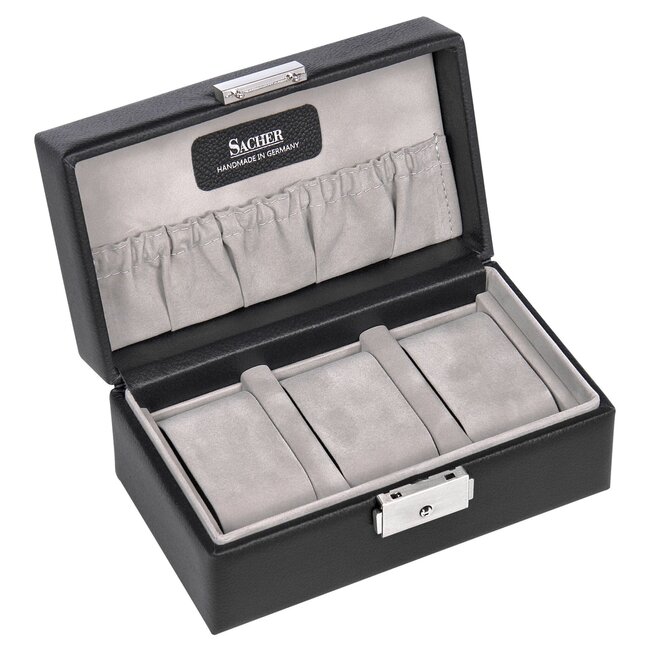 Sacher Uhrenetui für 3 Uhren tamigi sport / schwarz (Leder)