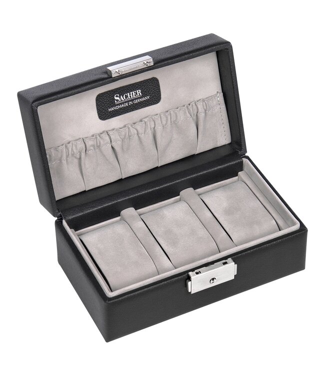 Sacher Uhrenetui für 3 Uhren tamigi sport / schwarz (Leder)