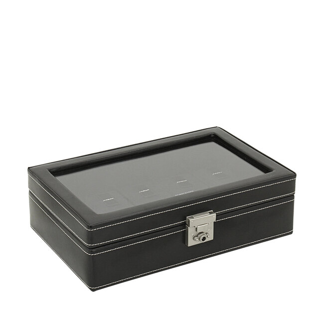 Friedrich  Uhrenkoffer London für 10 Uhren mit Glasdeckel aus Leder