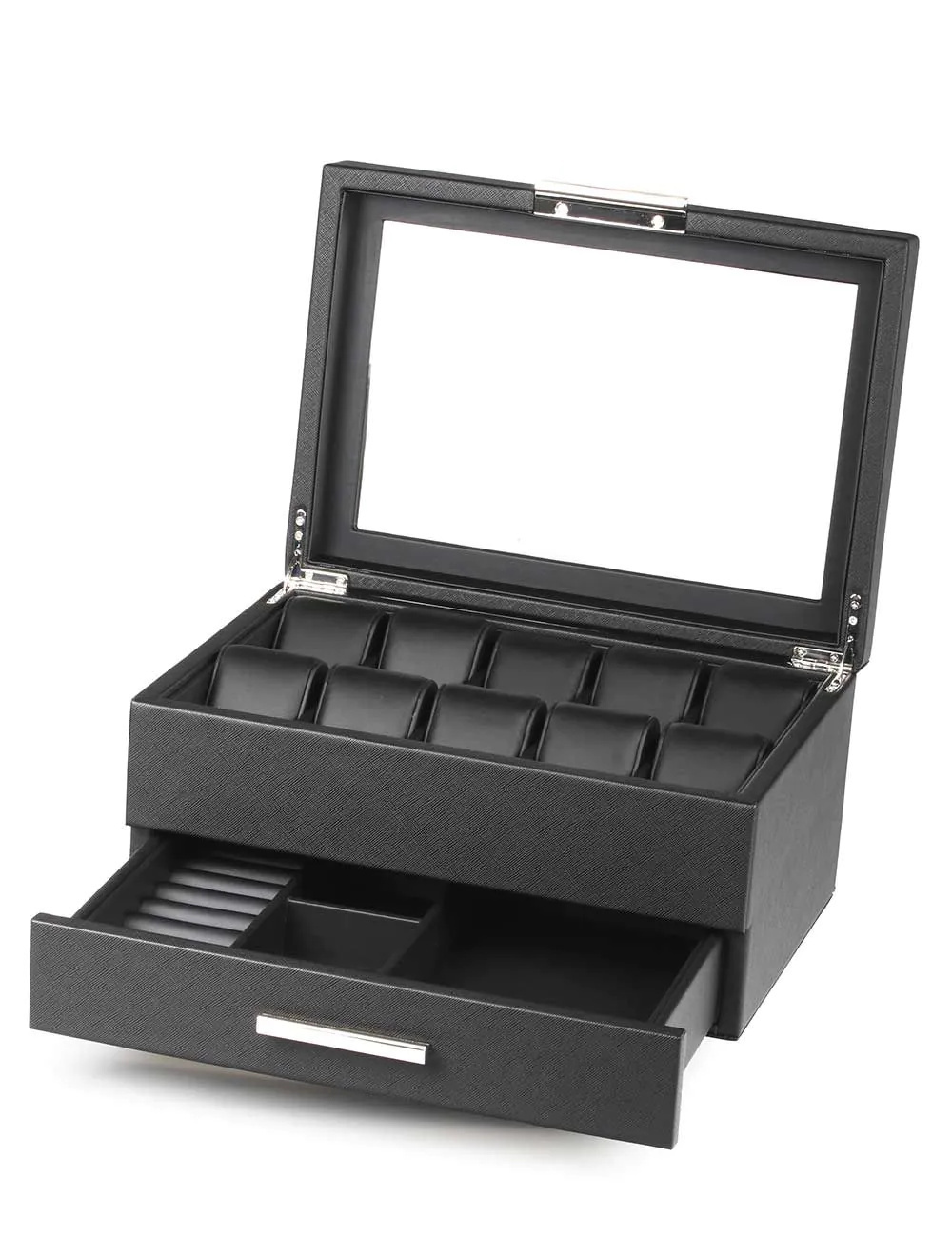 Chronoguard Uhrenbox 10+ Uhrenaufbewahrung schwarz