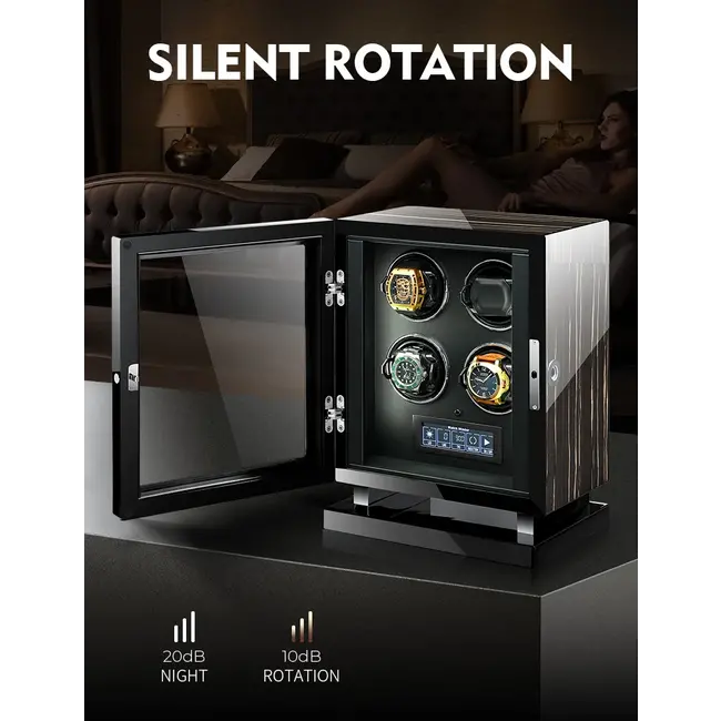 CHRONOGUARD   Panthera  Luxus Uhrenbeweger für 4 Automatikuhren Wood Collection Fin-Protect-Technologie