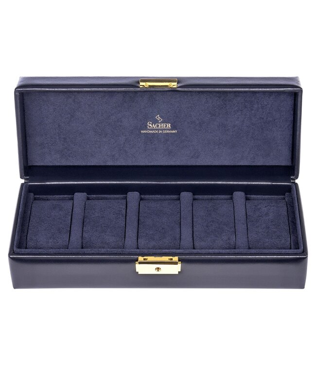 Sacher Uhrenetui für 5 Uhren acuro / navy (Leder)