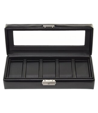 Sacher Uhrenetui für 5 Uhren black exclusive / schwarz (Leder)