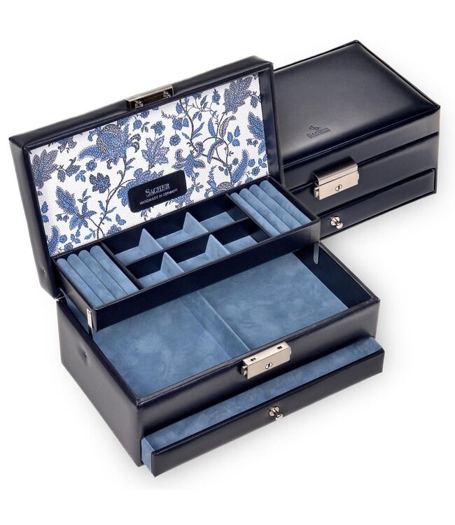 Sacher Schmuckkasten Helen florage / navy (Leder)