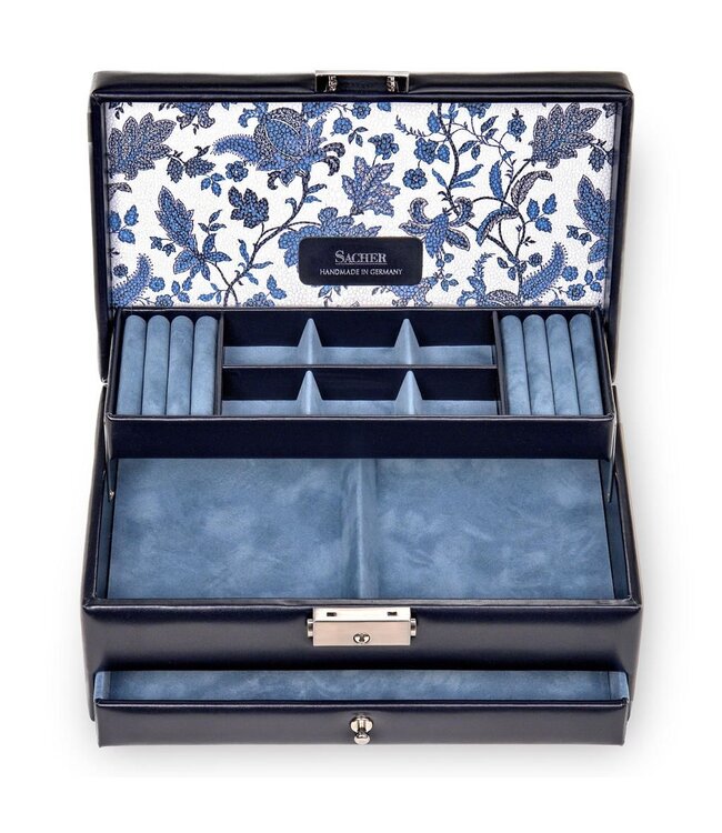 Sacher Schmuckkasten Helen florage / navy (Leder)