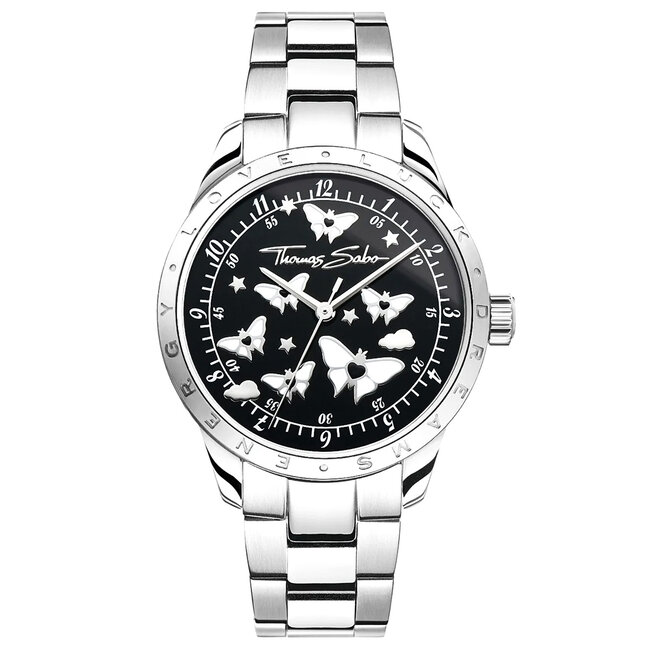 Thomas Sabo   Damenuhr mit Schmetterlingen silberfarben - WA0432-201-203