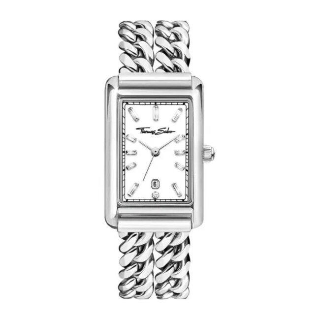 Thomas Sabo  Damenuhr rechteckig silberfarben - WA0428-201-201
