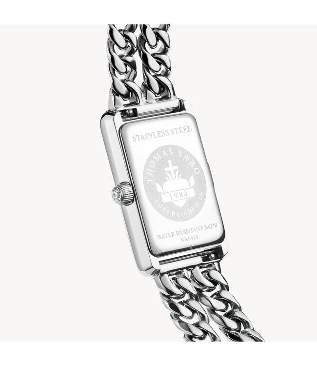 Thomas Sabo   Rechteckig WA0428-201-201 Weiss Silber Damenuhr