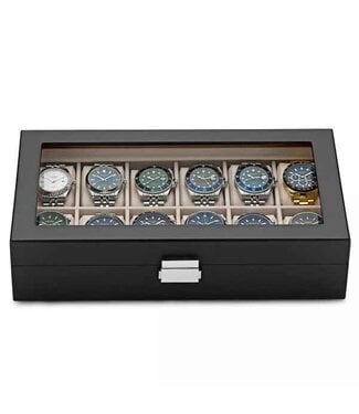 Luxus  Uhrenbox  für 12 Uhren Schwarz Holz