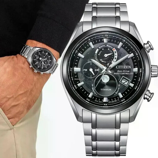 Citizen BY1018-80E Eco-Drive Mondphase Titanium Funkuhr Herrenuhr