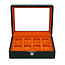 leonardo louis   Uhrenbox schwarz 4 Uhren mit Orangem Samt