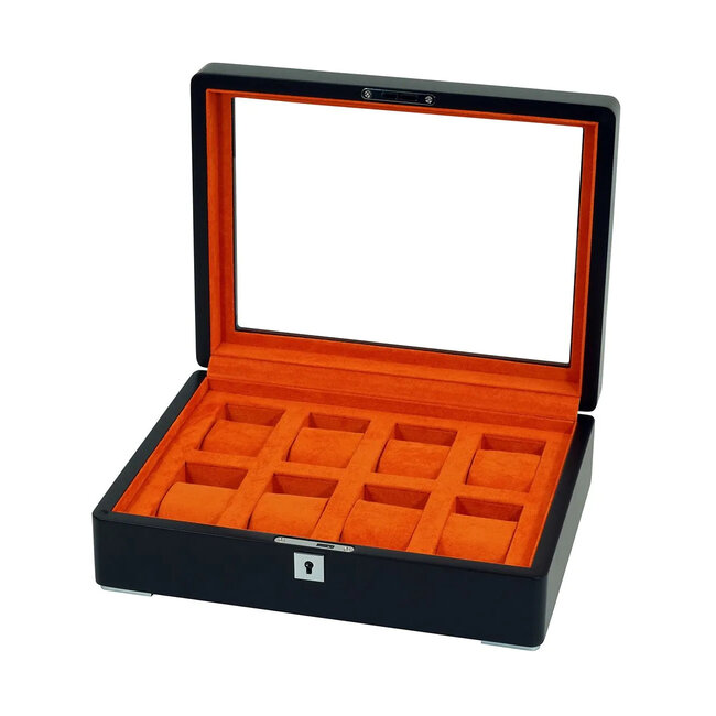 leonardo louis   Uhrenbox schwarz 4 Uhren mit Orangem Samt