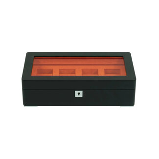leonardo louis Uhrenbox schwarz 4 Uhren mit Orangem Samt