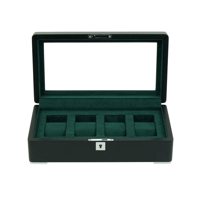 leonardo louis   Uhrenbox schwarz 4 Uhren mit grünem Samt