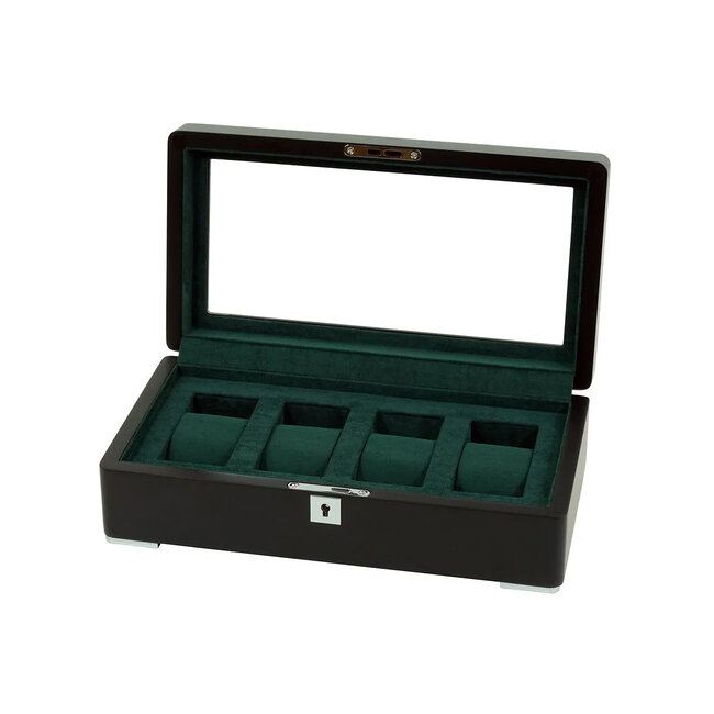leonardo louis   Uhrenbox schwarz 4 Uhren mit grünem Samt