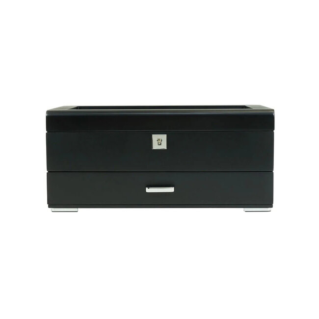 leonardo louis  Elegante  schwarz  4 Uhren mit grünem Samt + Schublade