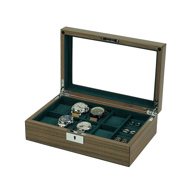 leonardo louis Treviso Uhrenbox Walnuss für 8 Uhren & Manschettenknöpfe