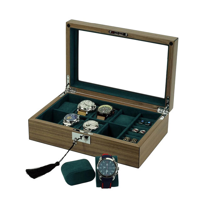 leonardo louis Treviso Uhrenbox Walnuss für 8 Uhren & Manschettenknöpfe
