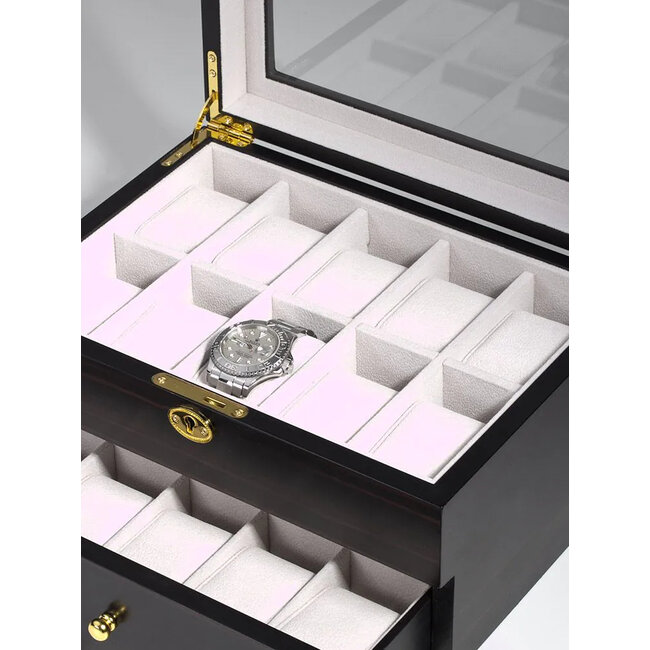 leonardo louis Uhrenbox fuer 20 Uhren ebony