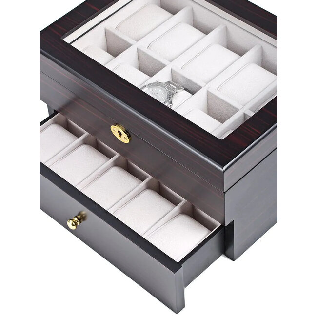 leonardo louis Uhrenbox fuer 20 Uhren ebony