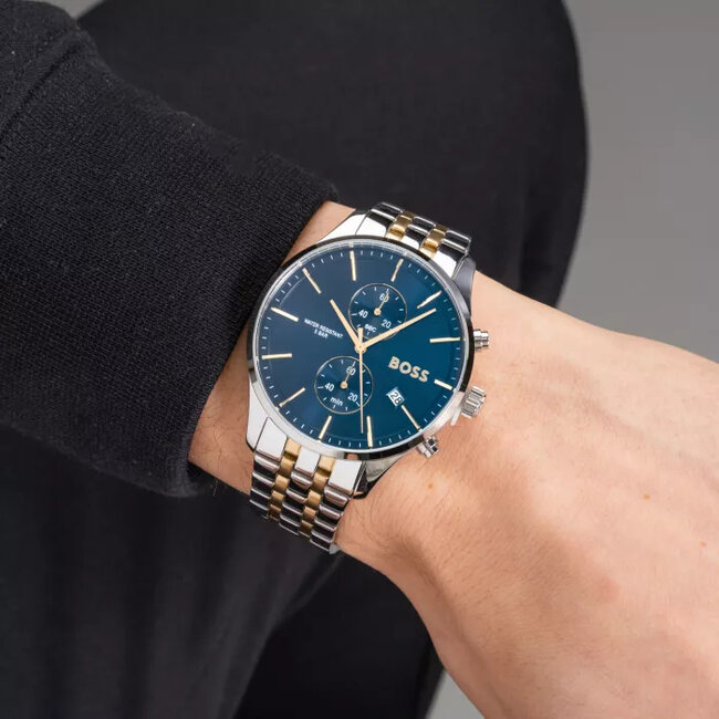 Hugo Boss Associate Chronograph Bicolor Blau Herrenuhr 1513976