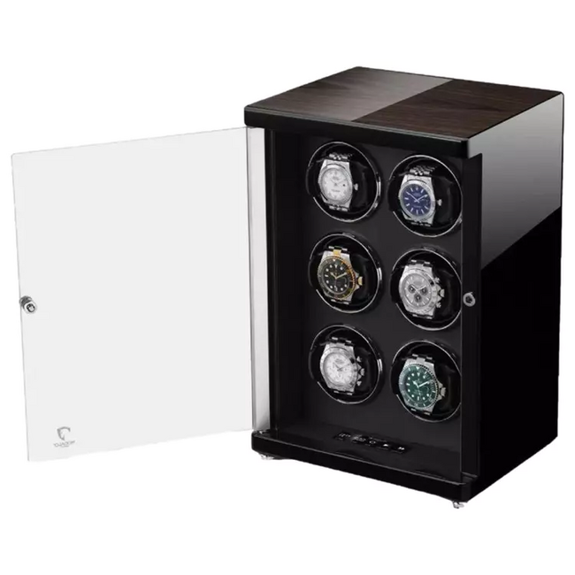 Modalo  AMBIENTE für 6 Uhren Hochkant Schwarzes Makassar