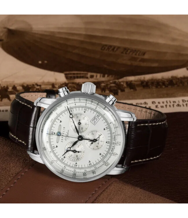 Zeppelin  7680-1 100 Jahre Zeppelin Alarm Chronograph Herrenuhr 42mm 5ATM