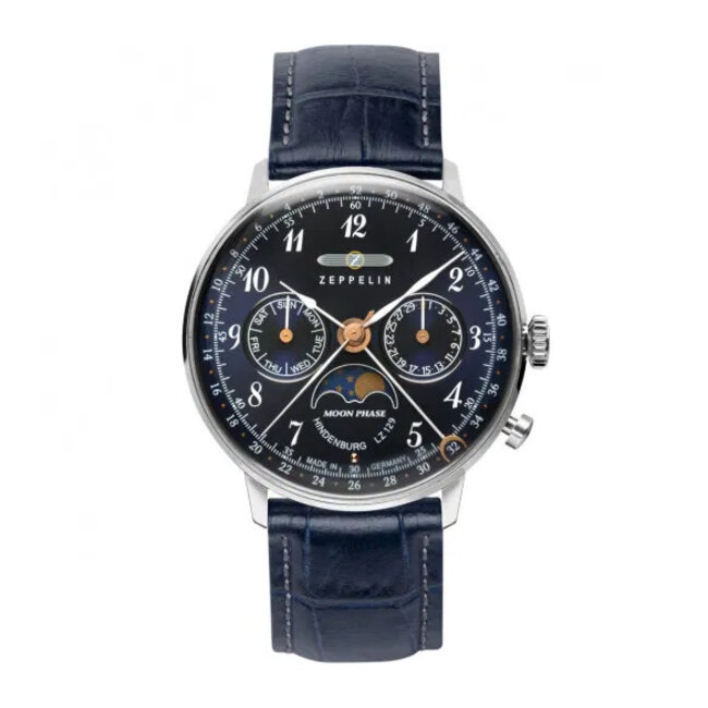 Zeppelin  7037-3 Hindenburg LZ129 Damenuhr m. Mondphase 36mm 3ATM
