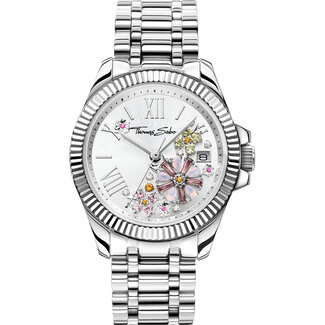 Thomas Sabo  Damenuhr Blumen aus pastellfarbenen Steinen silberfarben - WA0381-201-201