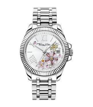 Thomas Sabo  Damenuhr Blumen aus pastellfarbenen Steinen silberfarben - WA0381-201-201